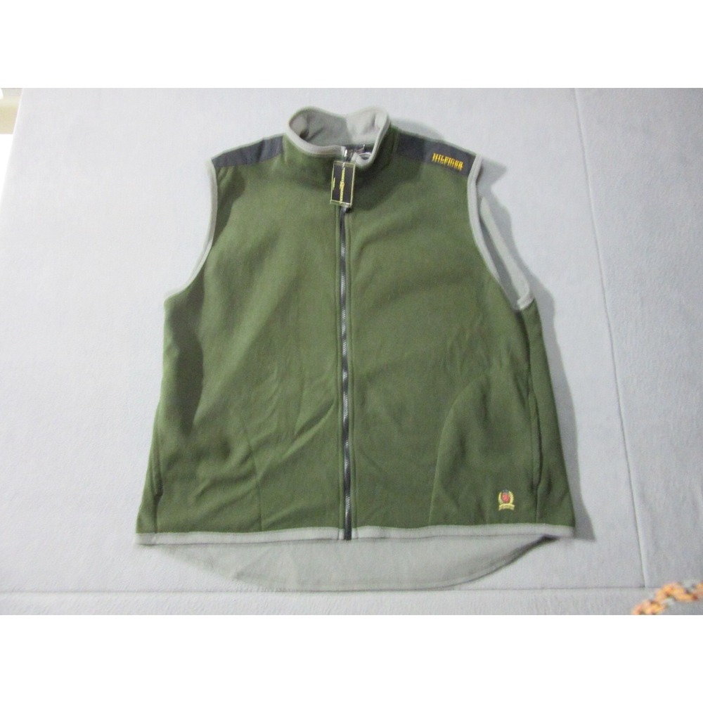 Tommy Hilfiger Vest Mens 2XL Green New Vintage Y2K Fleece Embroidered Bahoi